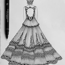 Dress Design Drawing Detailed Sketch