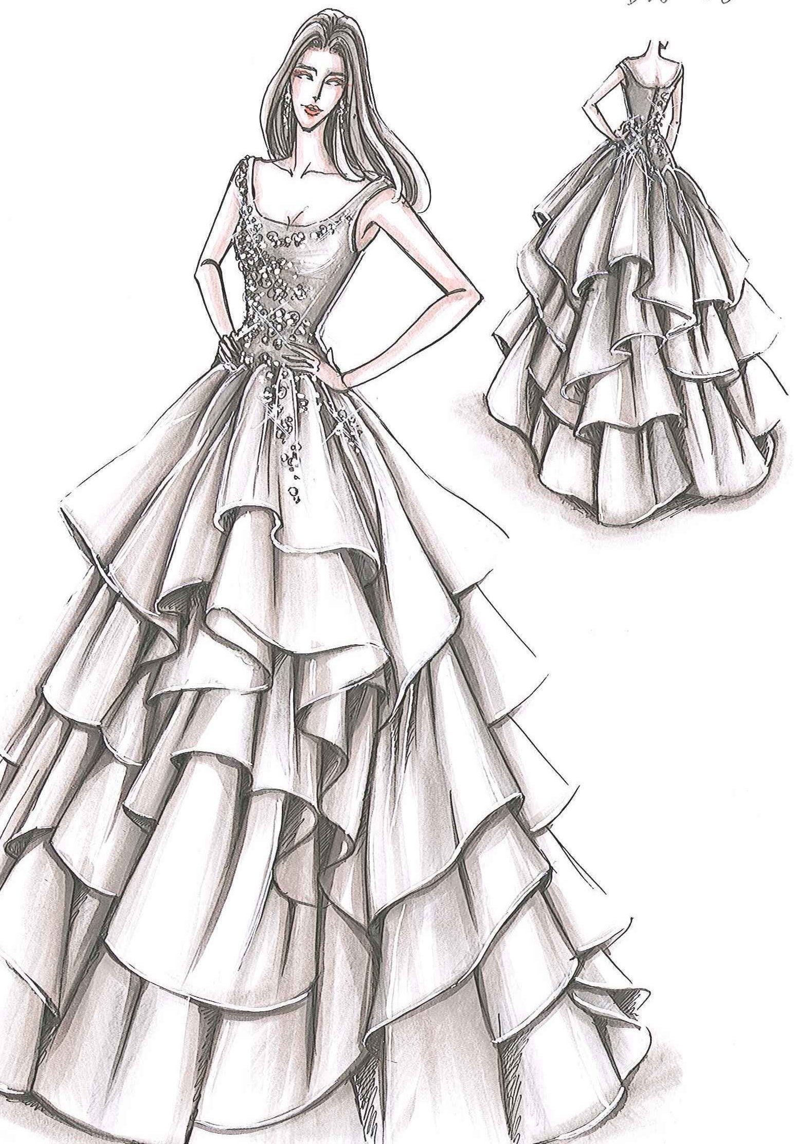 Dress Design Drawing Hand drawn Sketch