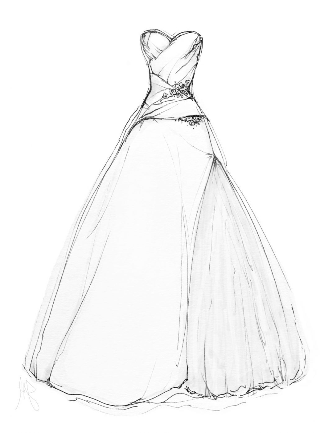 Dress Design Drawing Modern Sketch