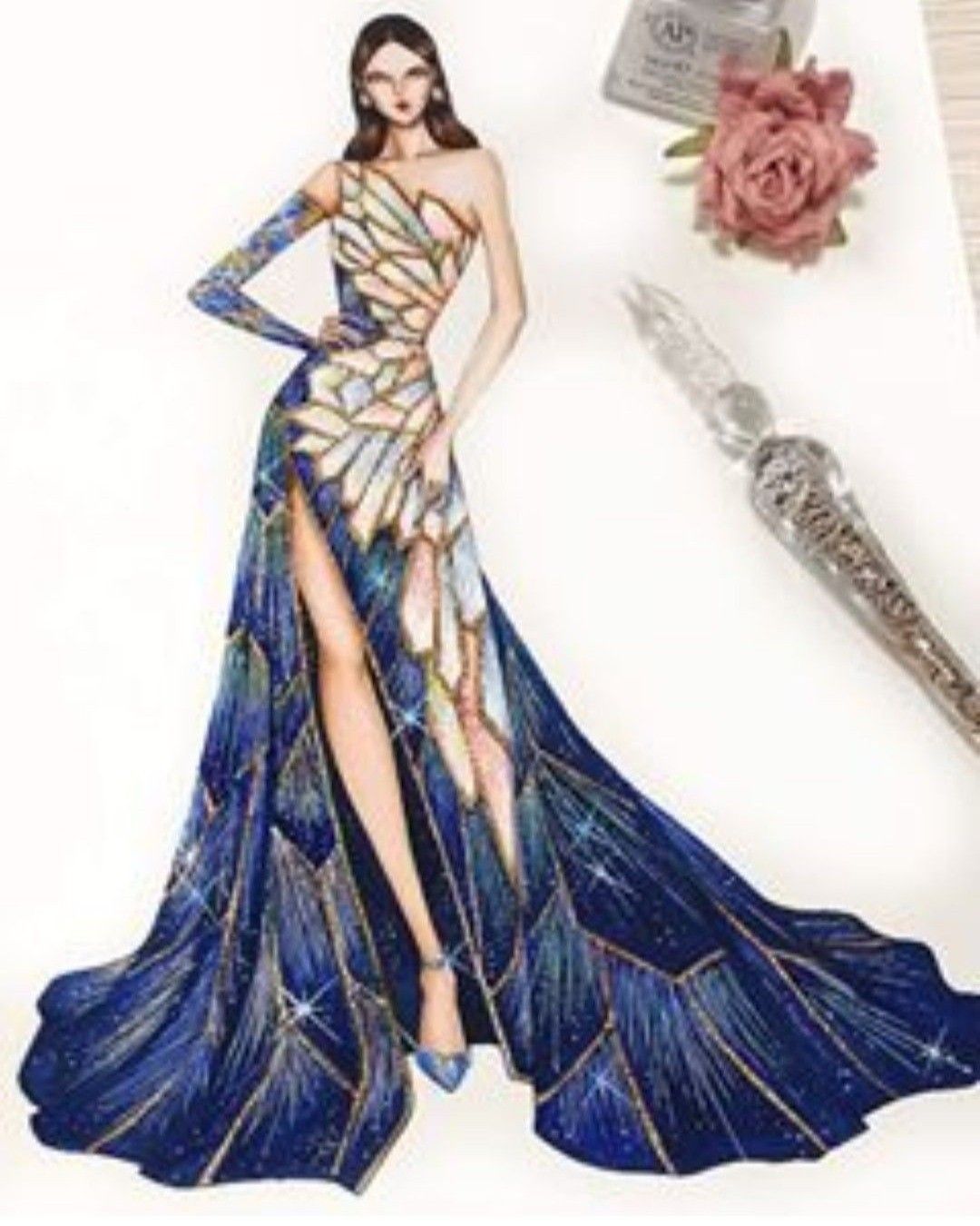 Dress Design Drawing Stunning Sketch