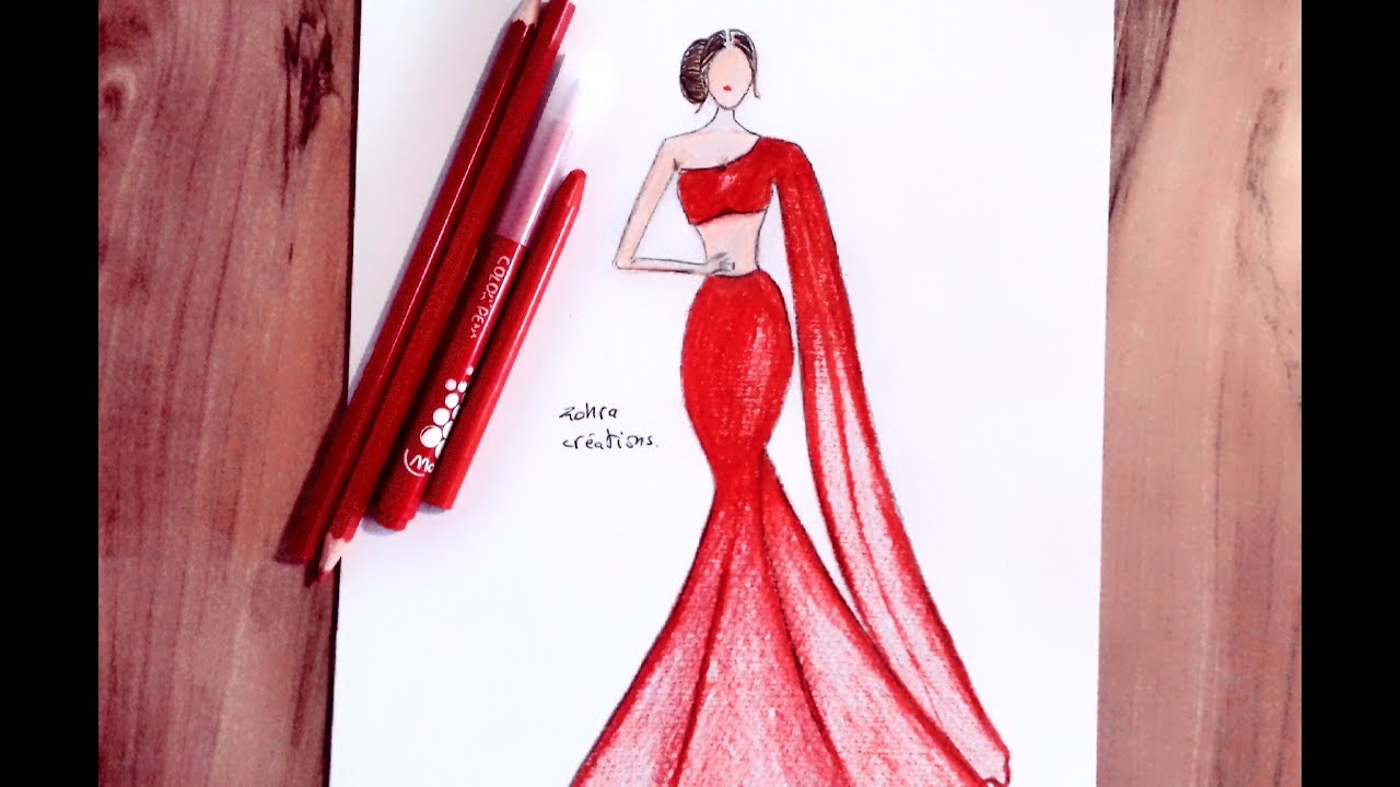 Dress Drawing Realistic Sketch