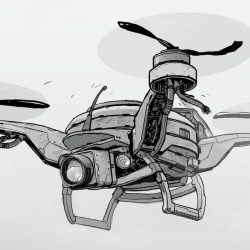 Drone Drawing Detailed Sketch