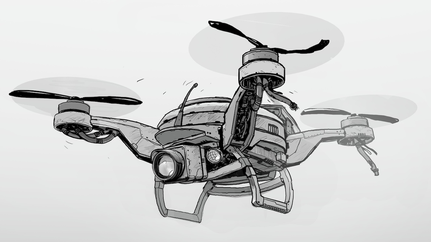 Drone Drawing Detailed Sketch