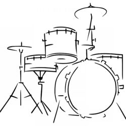 Drum Drawing Hand Drawn