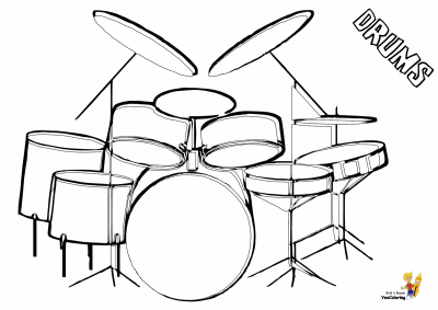 Drum Set, Musical Ensemble, Rhythm Instruments, Percussion Kit, Drumming Equipment Drawing