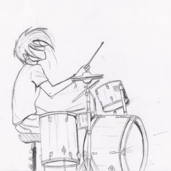 Drummer Drawing Intricate Artwork