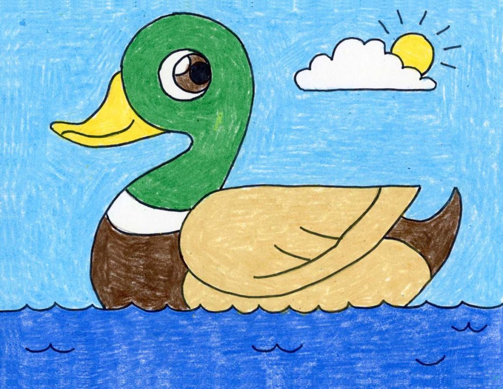 Duck Cartoon Drawing Intricate Artwork