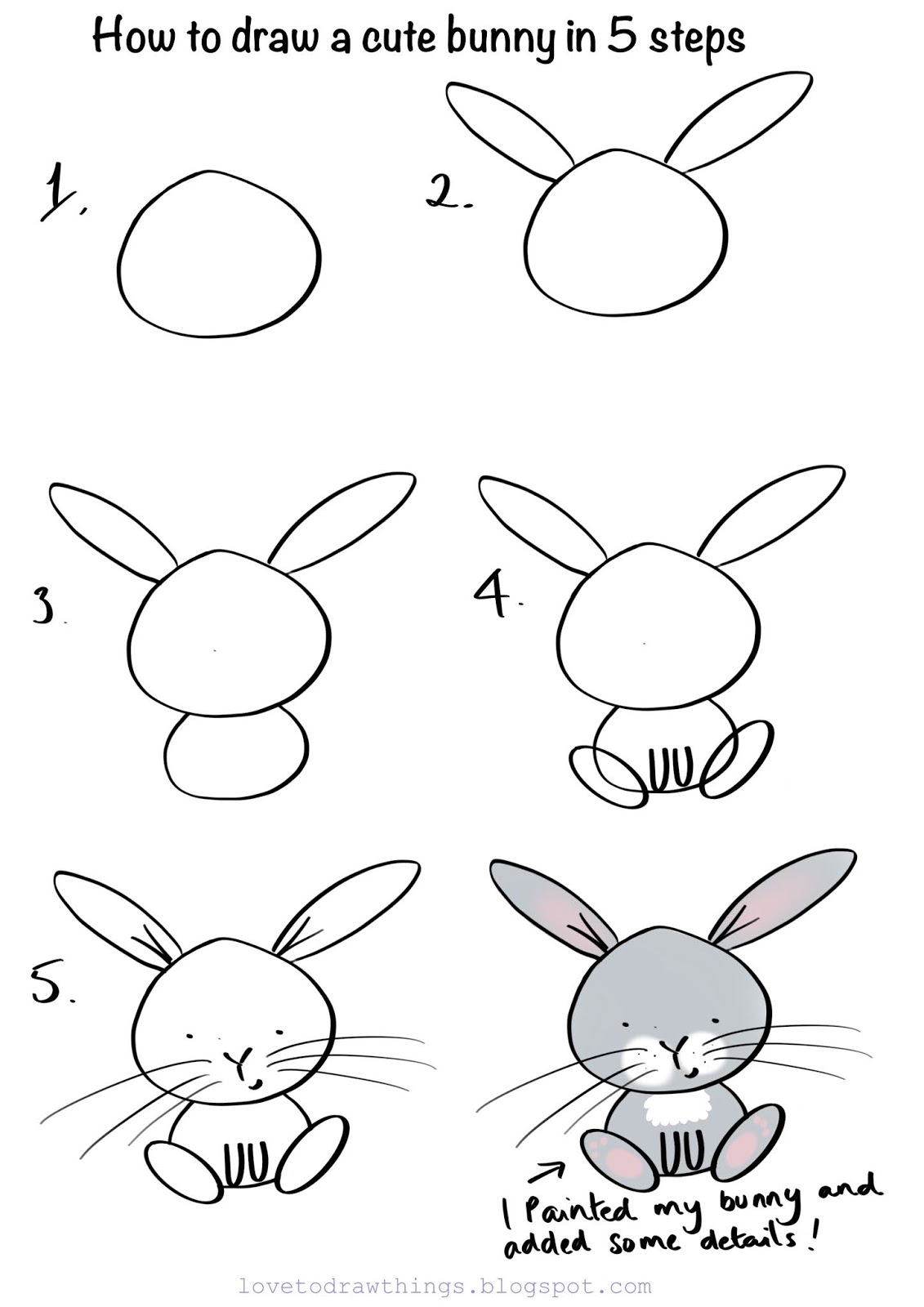 Easy Bunny Drawing Detailed Sketch