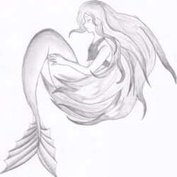 Easy Mermaid Drawing Detailed Sketch