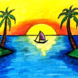 Easy Sunset Drawing Image