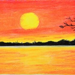 Easy Sunset Drawing Picture