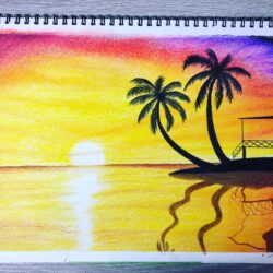 Easy Sunset Drawing Stunning Sketch