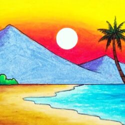 Easy Sunset Drawing Unique Art