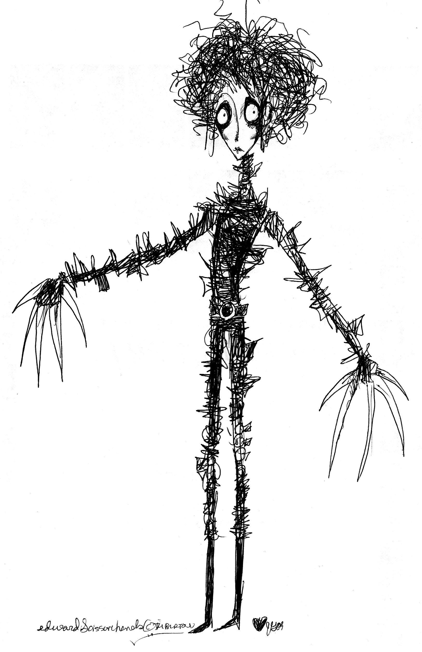 Edward Scissorhands Drawing Modern Sketch