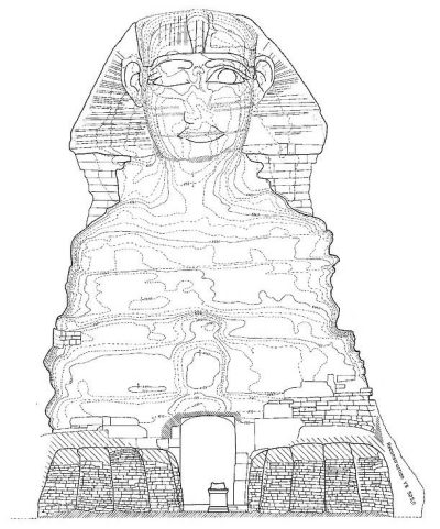 Egyptian Sphinx, Mysterious Sculpture, Historical Enigma, Ancient Monument, Iconic Landmark Drawing