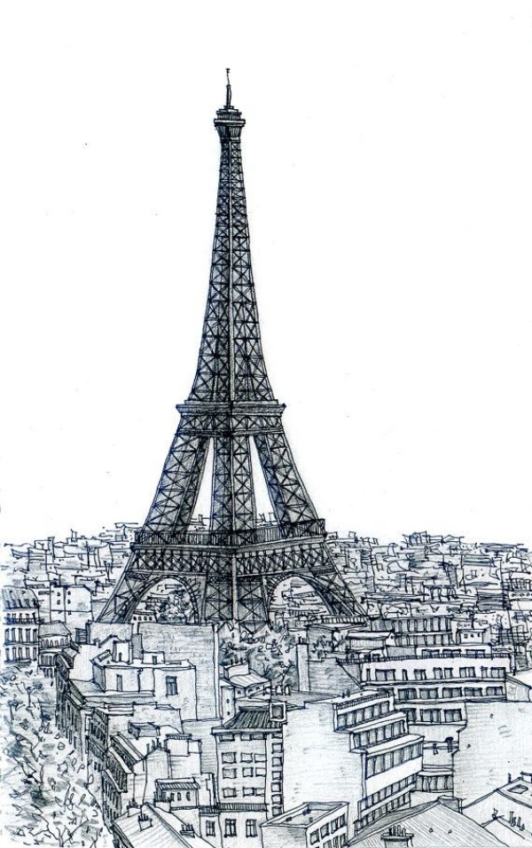 Eiffel Tower Simple Drawing Art