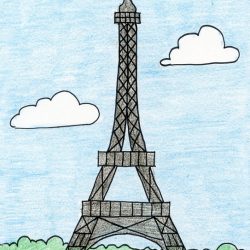 Eiffel Tower Simple Drawing Artistic Sketching