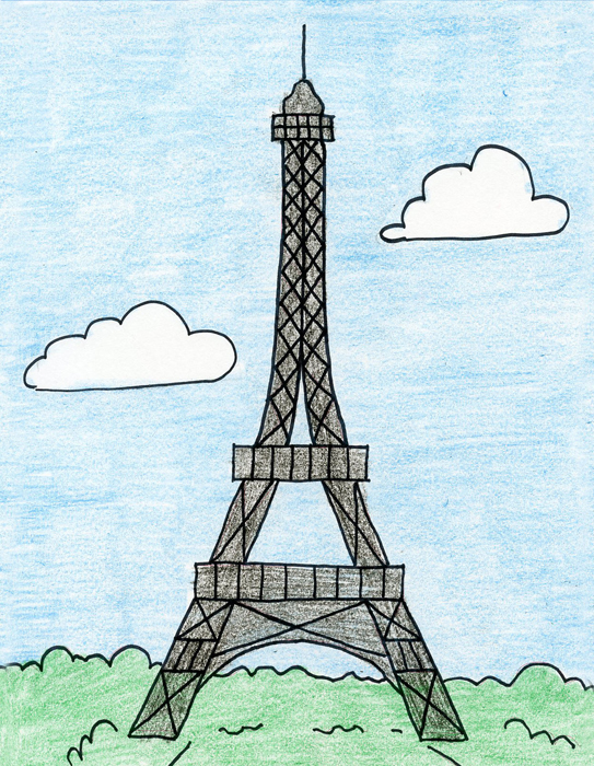 Eiffel Tower Simple Drawing Artistic Sketching