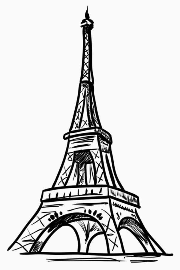 Eiffel Tower Simple Drawing Creative Style