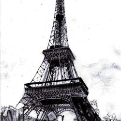 Eiffel Tower Simple Drawing Fine Art