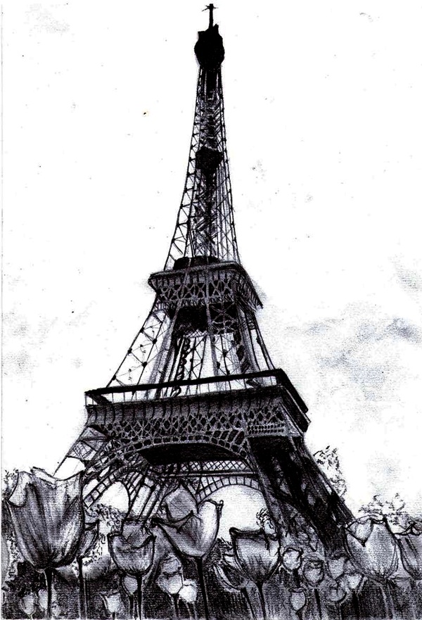 Eiffel Tower Simple Drawing Fine Art