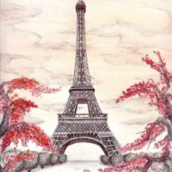 Eiffel Tower Simple Drawing Realistic Sketch