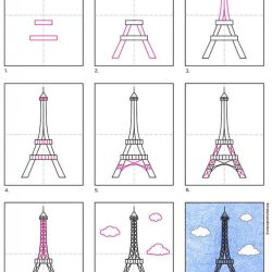 Eiffel Tower Simple Drawing Sketch