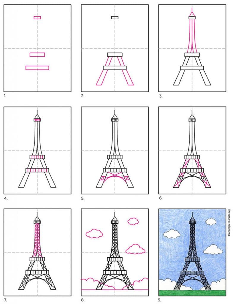 Eiffel Tower Simple Drawing Sketch