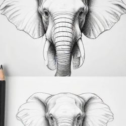 Elephant Head Drawing Sketch Photo