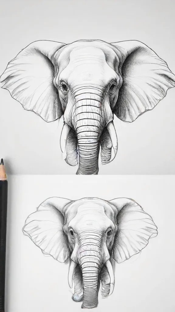 Elephant Head Drawing Sketch Photo
