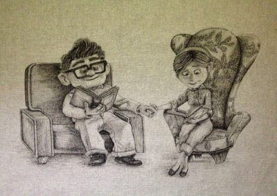 Ellie And Carl, Adventure, Journey, Love, Friendship Drawing