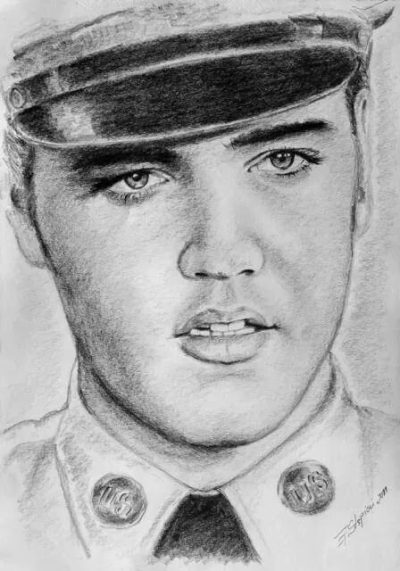 Elvis Presley, Iconic Performer, Rockabilly Legend, Music Pioneer, King Of Rock Drawing