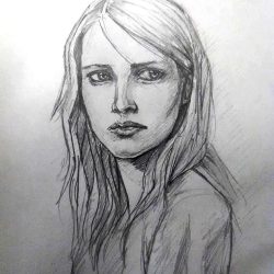 Emma Roberts Drawing Modern Sketch