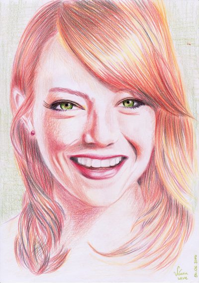 Emma Stone, Fashion Icon, Oscar Winner, Actress, Hollywood Star Drawing