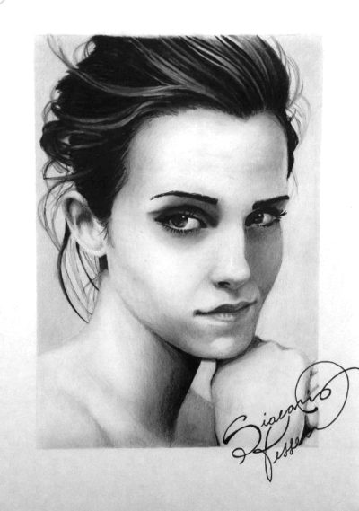 Emma Watson Charcoal, Celebrity Illustration, Artistic Portrait, Charcoal Sketch, Creative Drawing