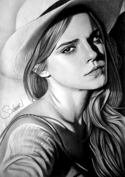 Emma Watson Charcoal, High-Quality Material, Eco-Friendly Product, Unique Gift Idea, Elegant Design Drawing