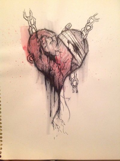 Emo Heart, Emotional Depth, Melancholic Aesthetics, Expressive Art, Dark Vibes Drawing