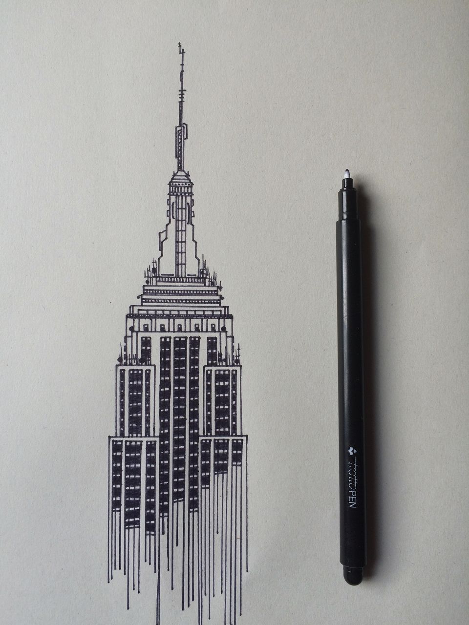 Empire State Building Drawing Modern Sketch