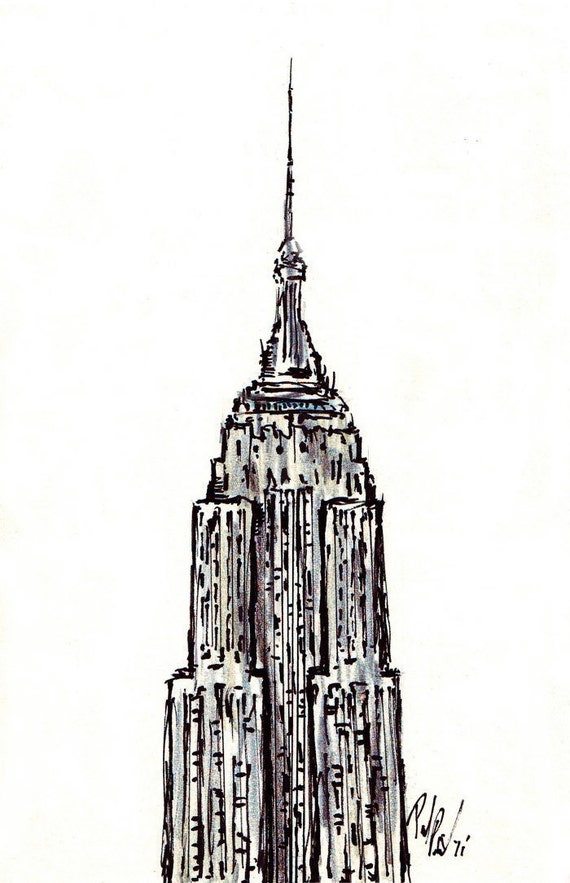 Empire State Building Drawing Professional Artwork