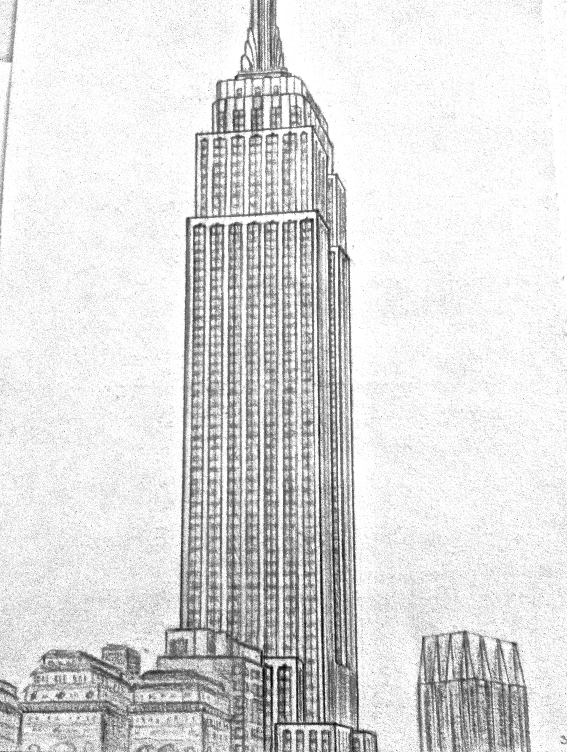 Empire State Building Drawing Realistic Sketch