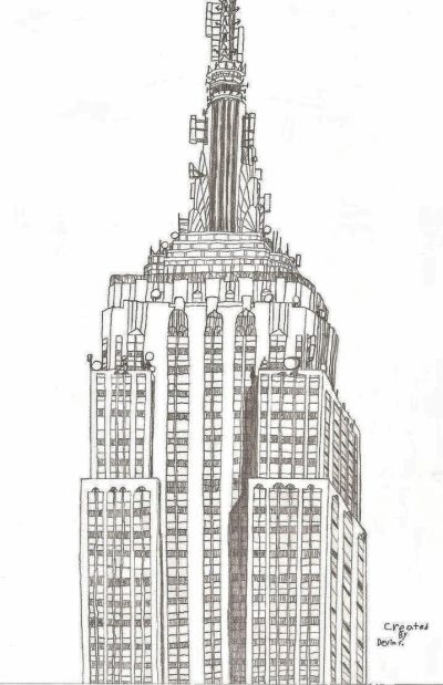 Empire State Building, Iconic Landmark, Observation Deck, Skyscraper, New York City Drawing