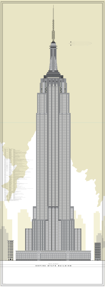 Empire State Building, Iconic Landmark, New York City, Observation Deck, Skyscraper Drawing