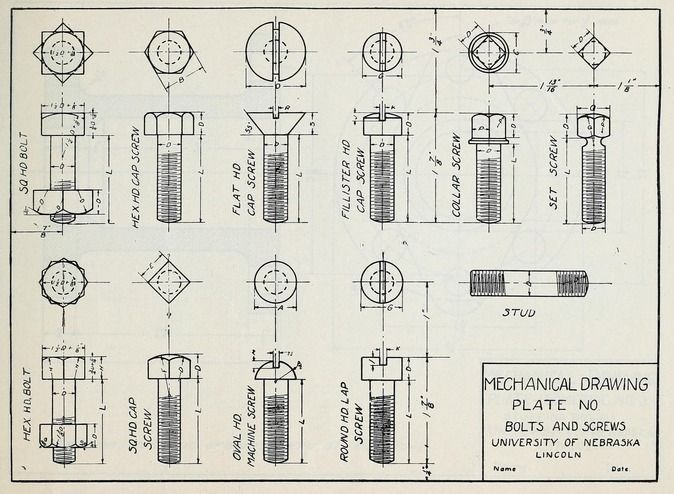 Engineering Bolt Drawing Artistic Sketching