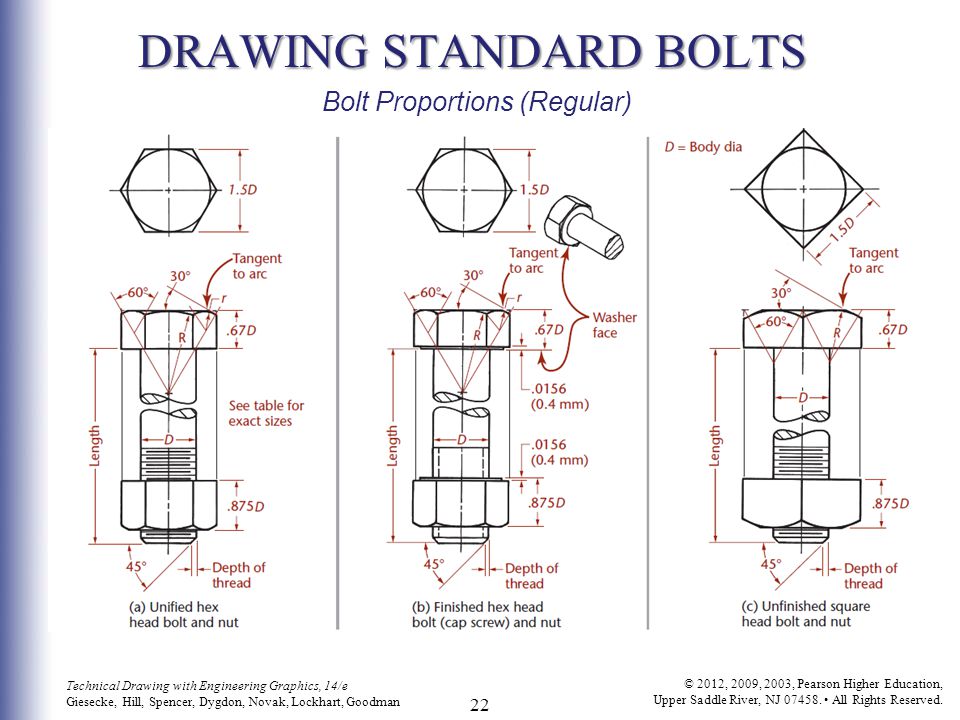 Engineering Bolt Drawing Modern Sketch