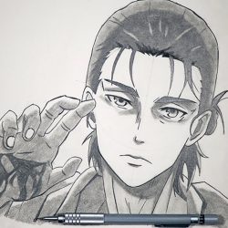 Eren Yeager Drawing Intricate Artwork