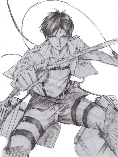 Eren Yeager, Vengeful Hero, Freedom Fighter, Paradis Island, Titan Shifter Drawing