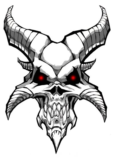 Evil Skull, Macabre Aesthetic, Malevolent Symbol, Dark Horror, Sinister Design Drawing