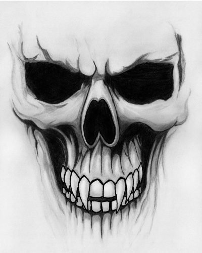 Evil Skull, Macabre Aesthetic, Malevolent Symbol, Dark Horror, Sinister Design Drawing