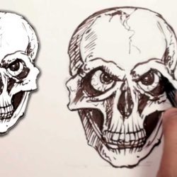 Evil Skull Drawing Intricate Artwork