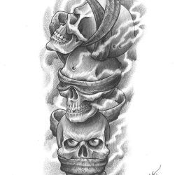 Evil Skull Drawing Modern Sketch